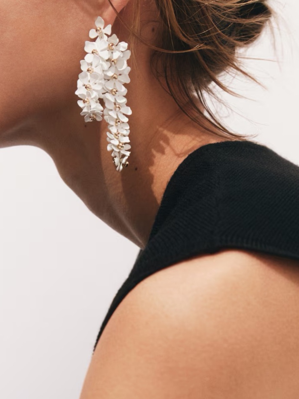 H&M White FLOWER-DETAIL CLUSTER EARRINGS - Picture 3 of 11